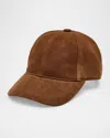 Sofia Cashmere Men's Suede Six-panel Baseball Cap In Brown