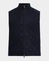 Sofia Cashmere Men's Wool And Cashmere Quilted Full-zip Vest In Black