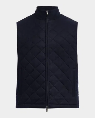 Sofia Cashmere Men's Wool And Cashmere Quilted Full-zip Vest In Black