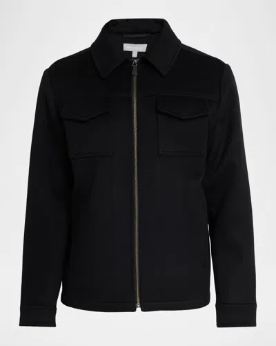 Sofia Cashmere Men's Wool Double-face Field Jacket In Black