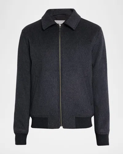 Sofia Cashmere Men's Wool Full-zip Jacket In Black