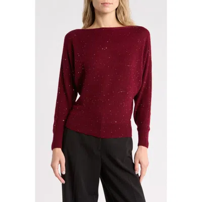 Sofia Cashmere Metallic Wool & Cashmere Blend Boatneck Sweater In Brown