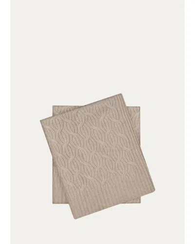 Sofia Cashmere Modern Cable-knit Cashmere Throw, 56" X 72" In Brown