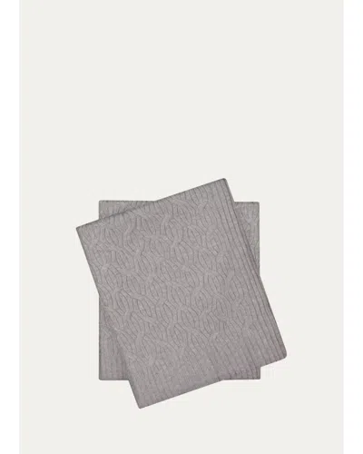 Sofia Cashmere Modern Cable-knit Cashmere Throw, 56" X 72" In Gray