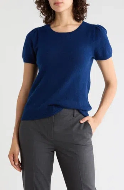 Sofia Cashmere Puff Sleeve Cashmere Sweater In Blue