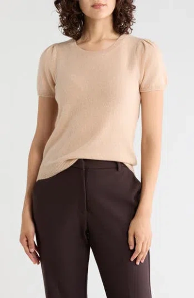 Sofia Cashmere Puff Sleeve Cashmere Sweater In Orange