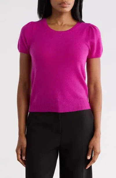Sofia Cashmere Puff Sleeve Cashmere Sweater In Purple
