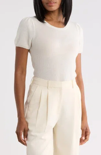 Sofia Cashmere Puff Sleeve Cashmere Sweater In White