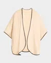 Sofia Cashmere Reversible Cashmere Cape W/ Leather Trim In Pink