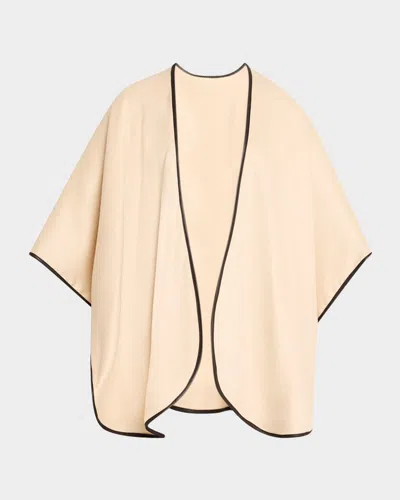 Sofia Cashmere Reversible Cashmere Cape W/ Leather Trim In Pink