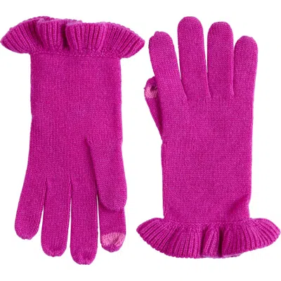 Sofia Cashmere Ruffle Cuff Cashmere Gloves In Fuchsia