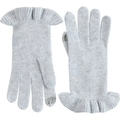Sofia Cashmere Ruffle Cuff Cashmere Gloves In Light Grey
