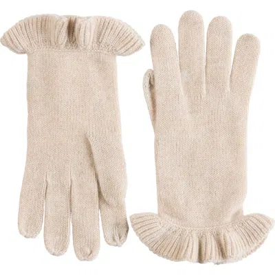 Sofia Cashmere Ruffle Cuff Cashmere Gloves In Oatmeal