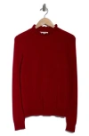 Sofia Cashmere Ruffle Mock Neck Cashmere Sweater In Red