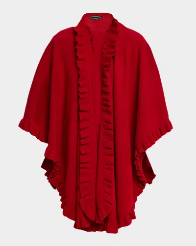 Sofia Cashmere Ruffle-trim Cashmere Cape In Red