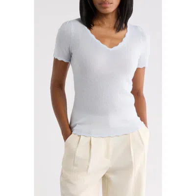 Sofia Cashmere Scallop Edge Cashmere Sweater In Blue