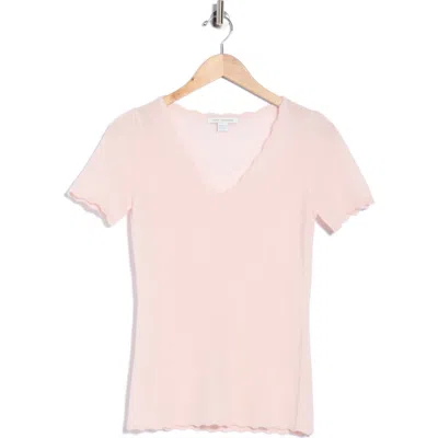 Sofia Cashmere Scallop Edge Cashmere Sweater In Pink