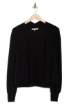 Sofia Cashmere Scallop Edge Open Cardigan In Black