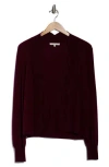 Sofia Cashmere Scallop Edge Open Cardigan In Burgundy