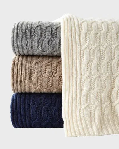 SOFIA CASHMERE SEED-STITCH CABLE THROW