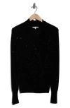 Sofia Cashmere Sequin Faux Wrap Sweater In Black