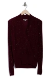 Sofia Cashmere Sequin Faux Wrap Sweater In Burgundy
