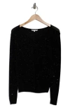 Sofia Cashmere Sequin V-neck Wool Cashmere Blend Sweater In Black