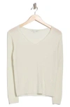 Sofia Cashmere Sequin V-neck Wool Cashmere Blend Sweater In White