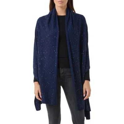 Sofia Cashmere Sequin Wool & Cashmere Blend Wrap In Navy