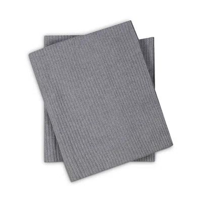 Sofia Cashmere Shaker Ribbed Throw Blanket In Gray