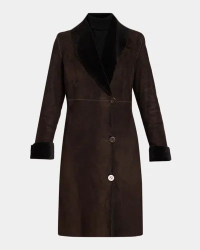 Sofia Cashmere Shearling Shawl Collar Coat In Multi