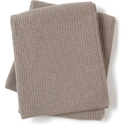 Sofia Cashmere Sienna Waffle Knit Cashmere Throw Blanket In Brown