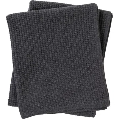 Sofia Cashmere Sienna Waffle Knit Cashmere Throw Blanket In Gray