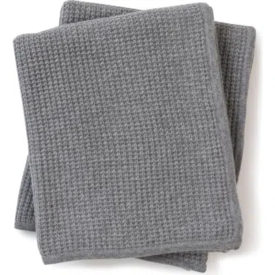 Sofia Cashmere Sienna Waffle Knit Cashmere Throw Blanket In Gray