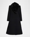 Sofia Cashmere Single-breasted Coat With Shearling Collar In Black