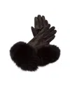 Sofia Cashmere Sofiacashmere 2-button Cashmere-lined Leather Gloves In Black