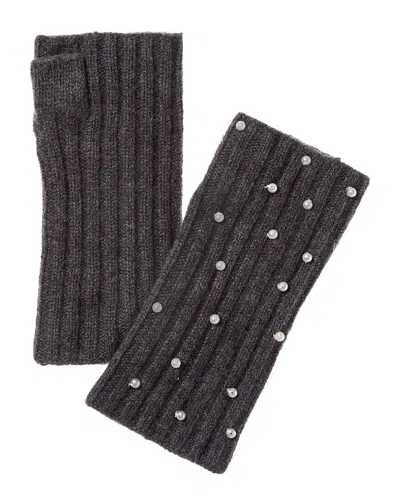 Sofia Cashmere Sofiacashmere 2x2 Rib Fingerless Cashmere Glove In Grey