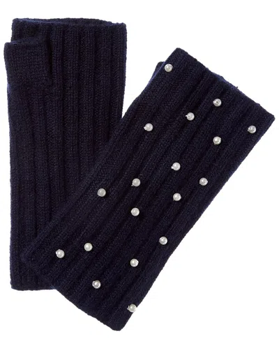 Sofia Cashmere Sofiacashmere 2x2 Rib Fingerless Cashmere Glove In Navy
