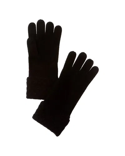 Sofia Cashmere Sofiacashmere Basketweave Stitch Cashmere Gloves In Black