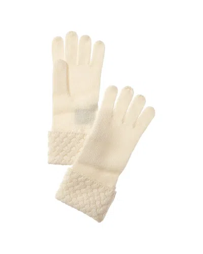 Sofia Cashmere Sofiacashmere Basketweave Stitch Cashmere Gloves In White