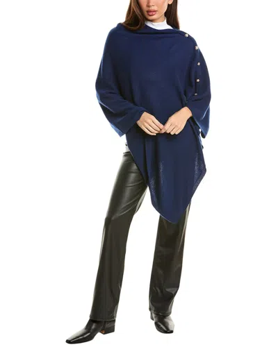 Sofia Cashmere Sofiacashmere Button Shoulder Cashmere Wrap In Blue