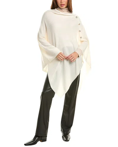 Sofia Cashmere Sofiacashmere Button Shoulder Cashmere Wrap In White