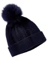 Sofia Cashmere Sofiacashmere Cable Cashmere Hat In Blue