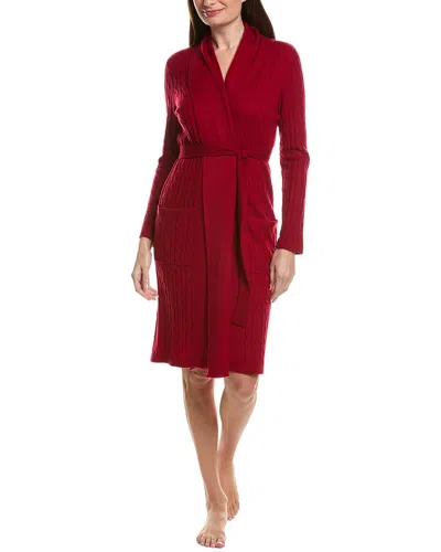 Sofia Cashmere Sofiacashmere Cable Midi Wool & Cashmere-blend Robe In Red
