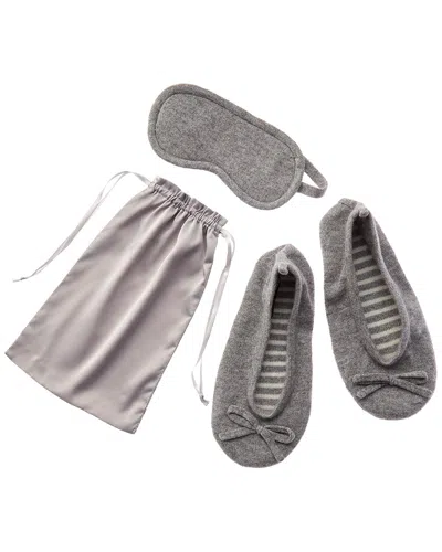 Sofia Cashmere Sofiacashmere Cashmere Ballet Slipper & Eye Mask Set With Drawstring Pouch In Gray