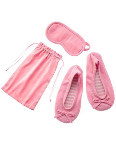 Sofia Cashmere Sofiacashmere Cashmere Ballet Slipper & Eye Mask Set With Drawstring Pouch In Pink