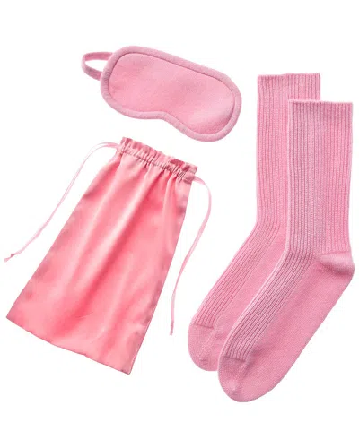 Sofia Cashmere Sofiacashmere Cashmere Eye Mask & Sock Set With Drawstring Pouch In Pink