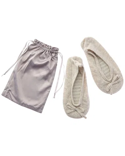 Sofia Cashmere Sofiacashmere Cashmere Knitted Ballet Slipper With Drawstring Pouch In Gray