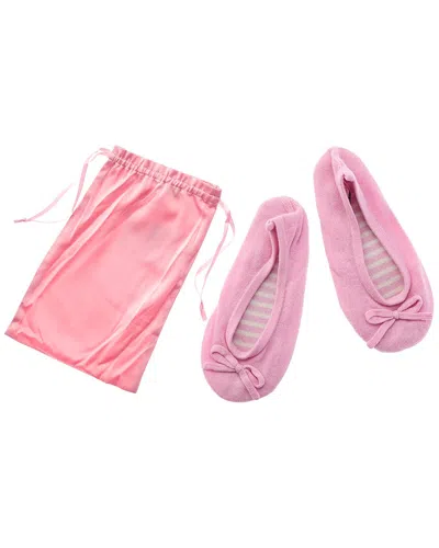 Sofia Cashmere Sofiacashmere Cashmere Knitted Ballet Slipper With Drawstring Pouch In Pink