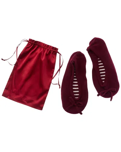 Sofia Cashmere Sofiacashmere Cashmere Knitted Ballet Slipper With Drawstring Pouch In Red